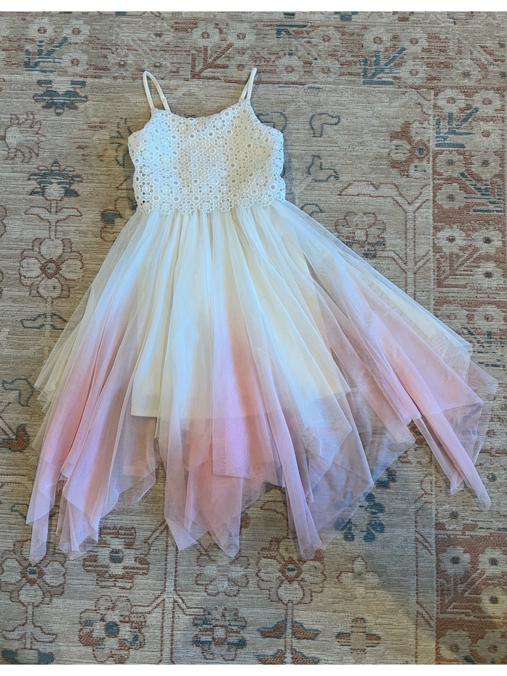 Girls White and Pink Tulle Dress